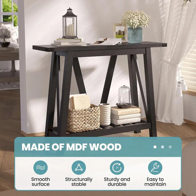 Crestlive Console Table, Entryway Table, Sofa Table with 2-Tier Storage