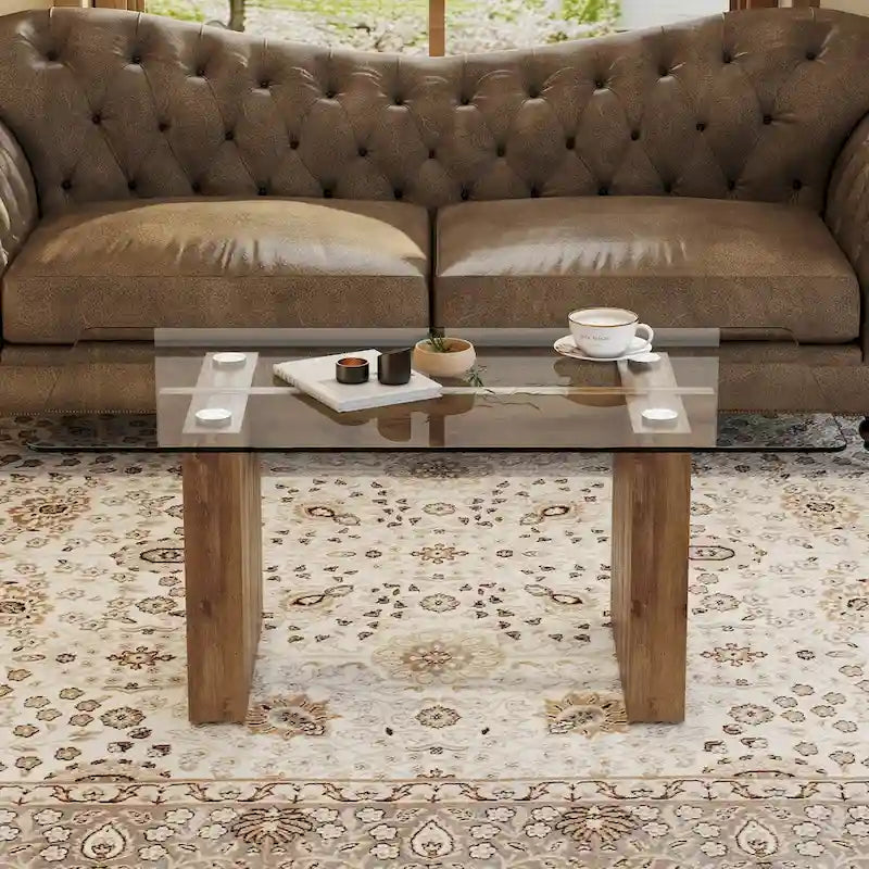 Modern minimalist transparent tempered glass coffee table