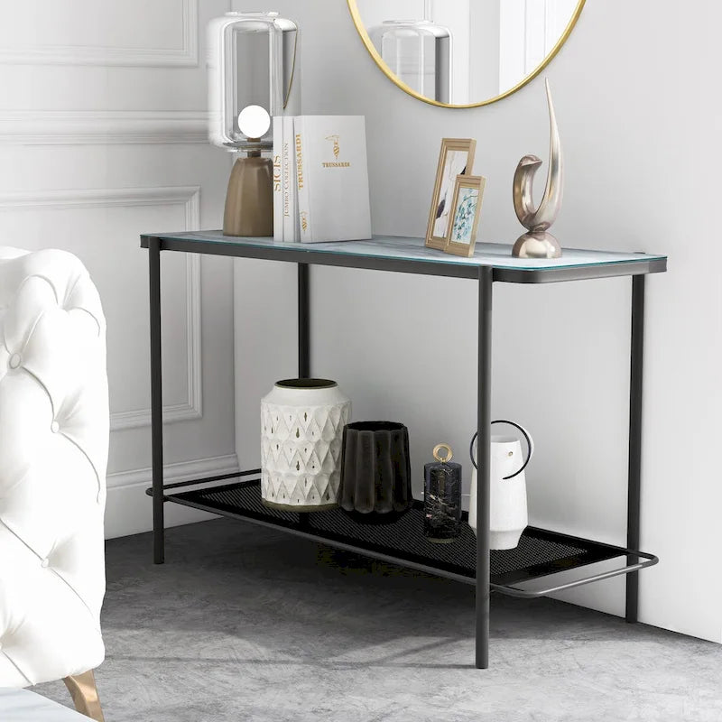 Puetz Contemporary White Glass Top 3-Piece Coffee Table Set by Furniture of America