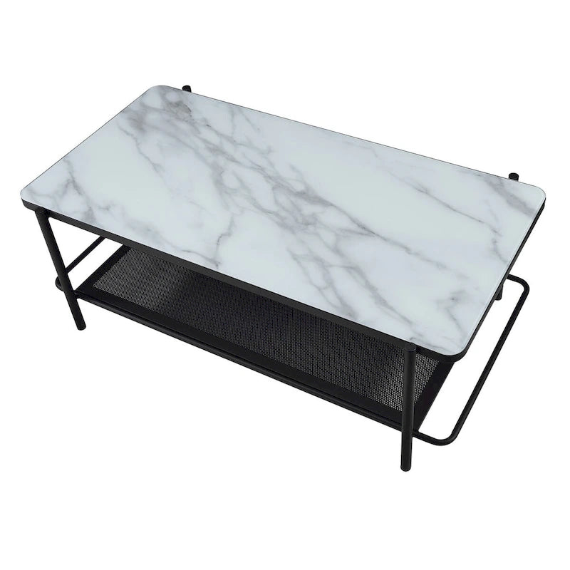 Puetz Contemporary White Glass Top 3-Piece Coffee Table Set by Furniture of America