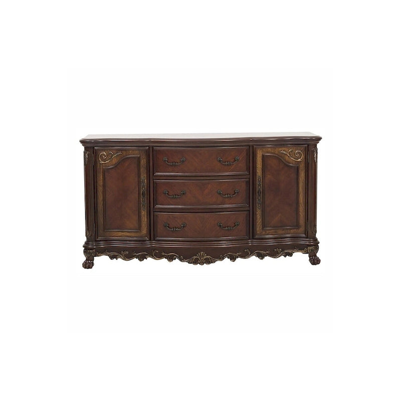 Shelby Cherry Traditional Fabric Oval Double Pedestal Dining Room Set