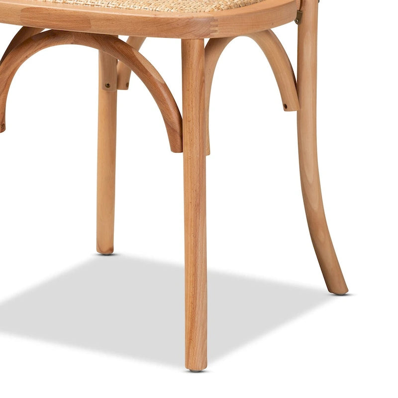 Tartan Mid-Century Woven Rattan Dining Chair Set (2PC)-Natural Brown