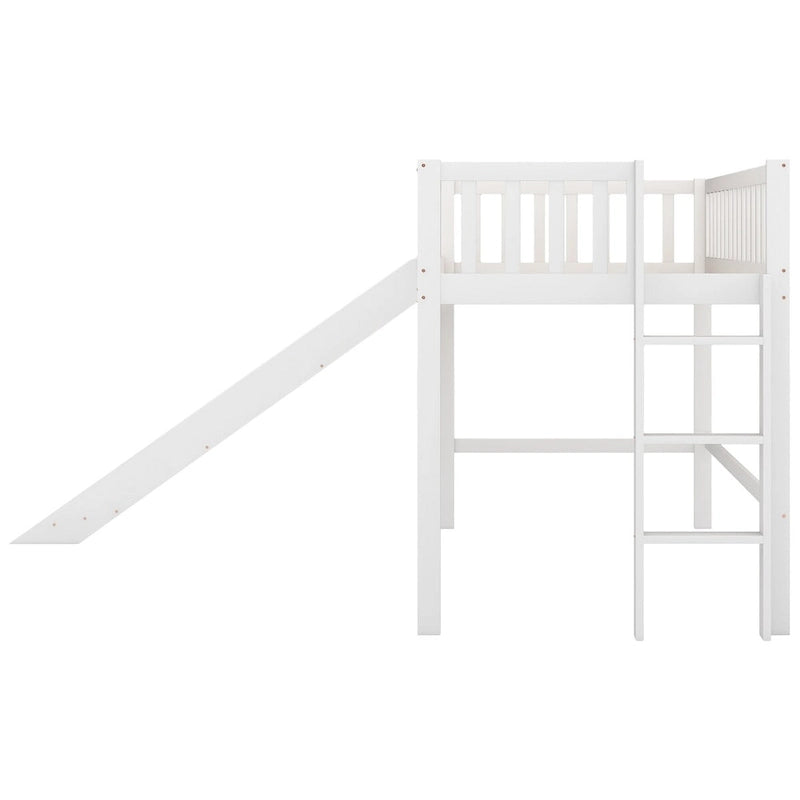 Low Loft Bed with Ladder and Slide