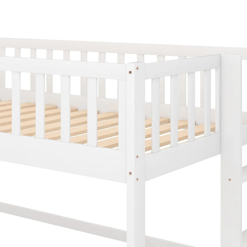 Low Loft Bed with Ladder and Slide