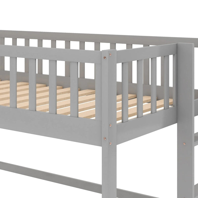Low Loft Bed with Ladder and Slide