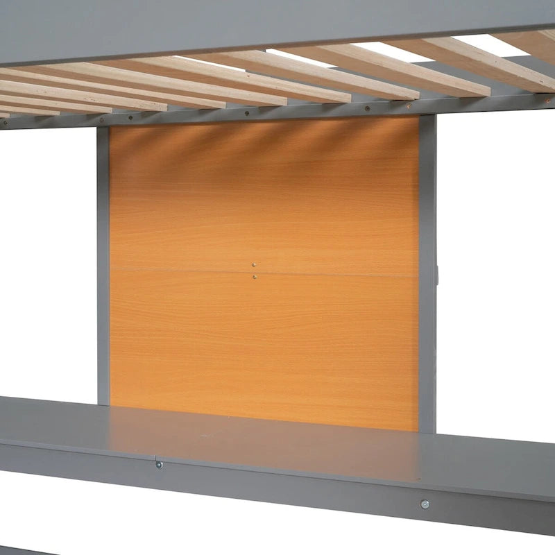 Wooden Twin Loft Bed with Desk