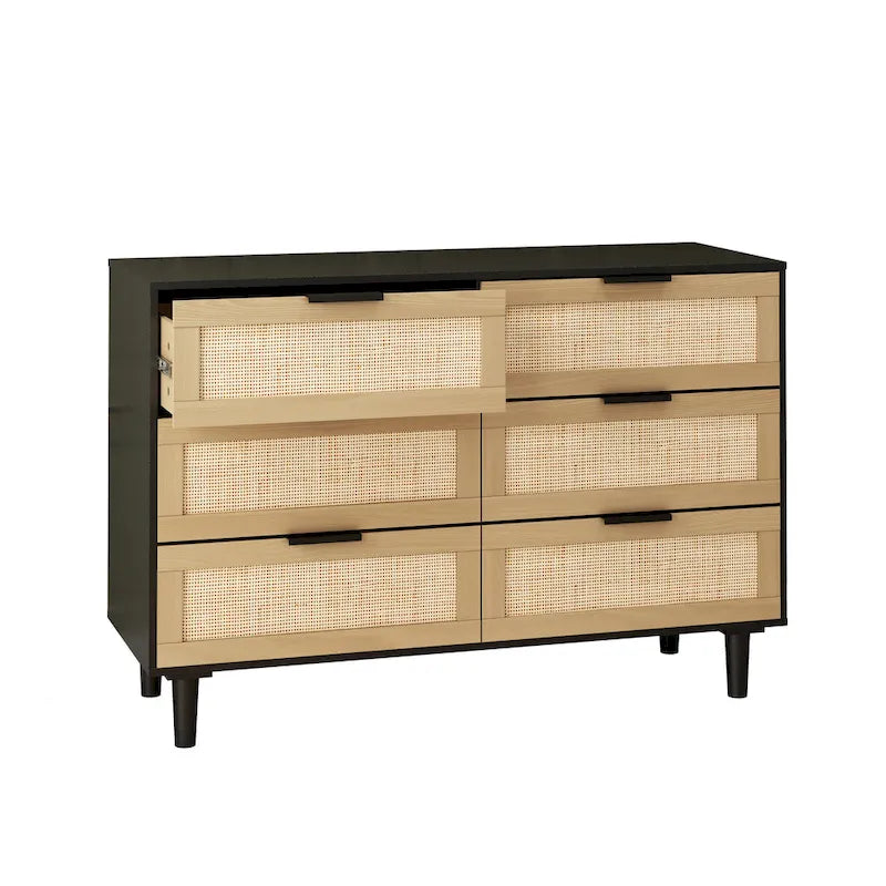 Accent Storage Cabinet 6-drawers Rattan dresser Rattan Drawer