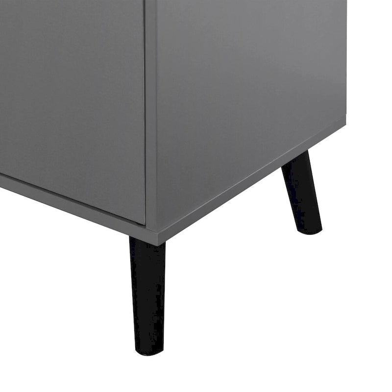 Storage Cabinet with 3 Drawers & Adjustable Shelf, Mid Century Cabinet with Door, Accent Cabinet, Natural Wood Color