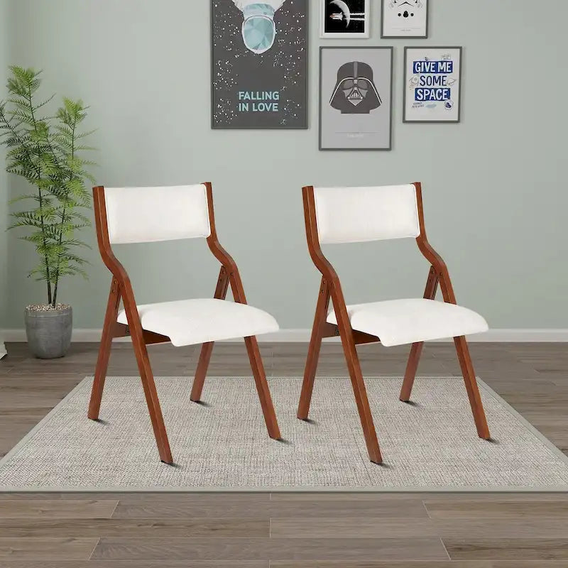 Vintage Fabric Upholstered Foldable Chairs, Set of 2
